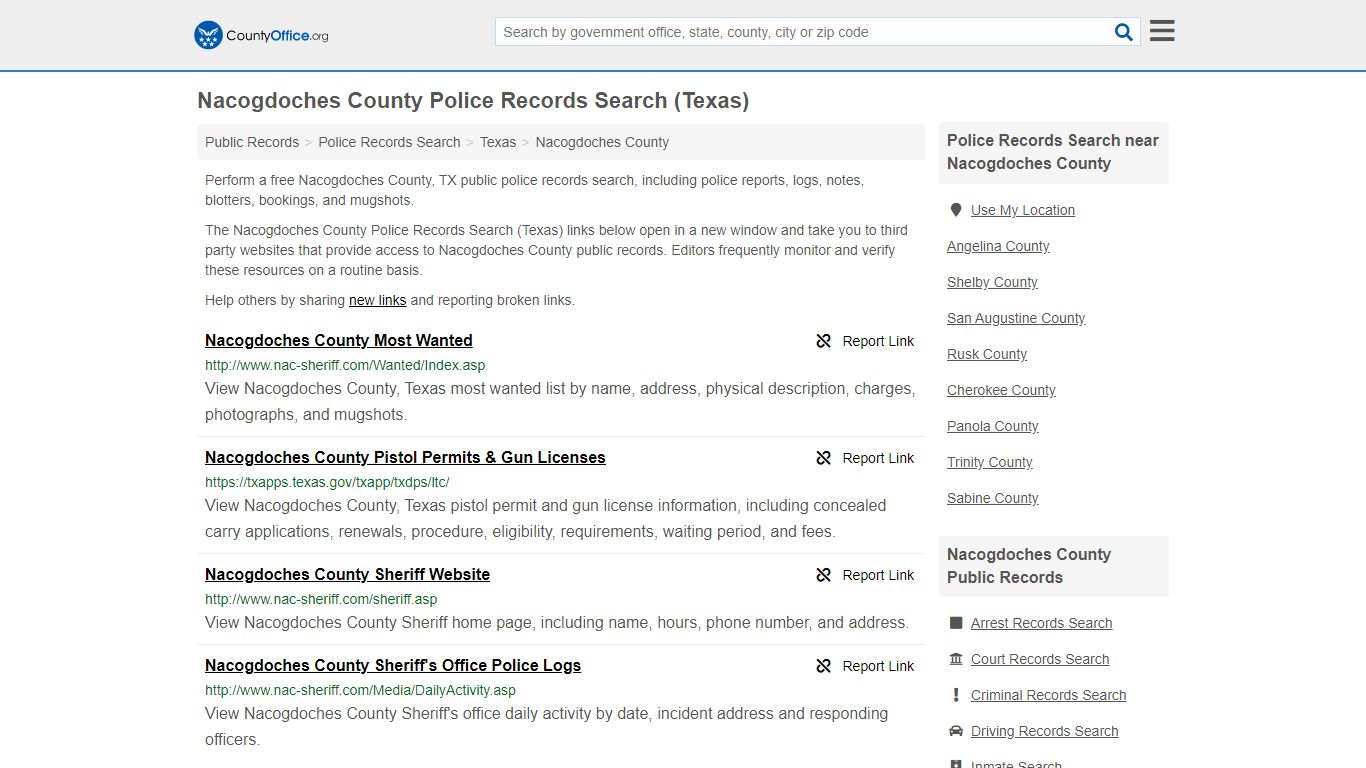 Police Records Search - Nacogdoches County, TX (Accidents ...